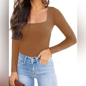 REORIA long sleeve bodysuit square neckline
